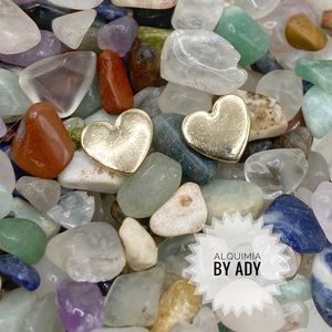 Gold hearts studs statement earrings